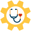 Gears and stethoscope icon