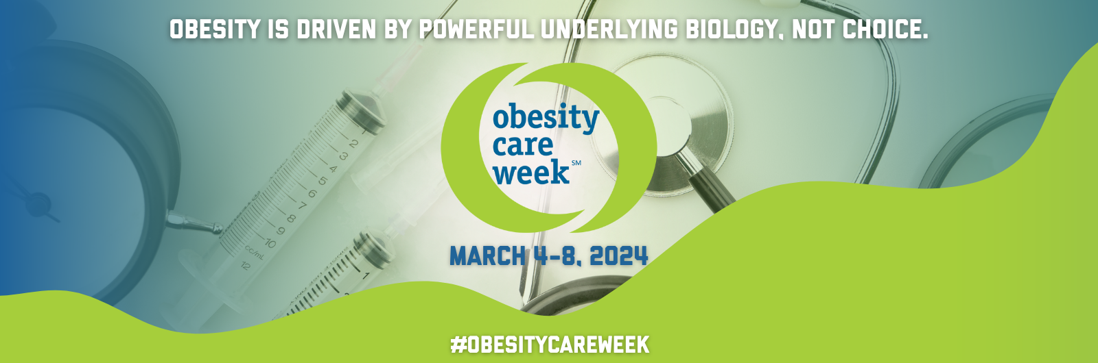 Obesity Care Week Logo with date and hashtag